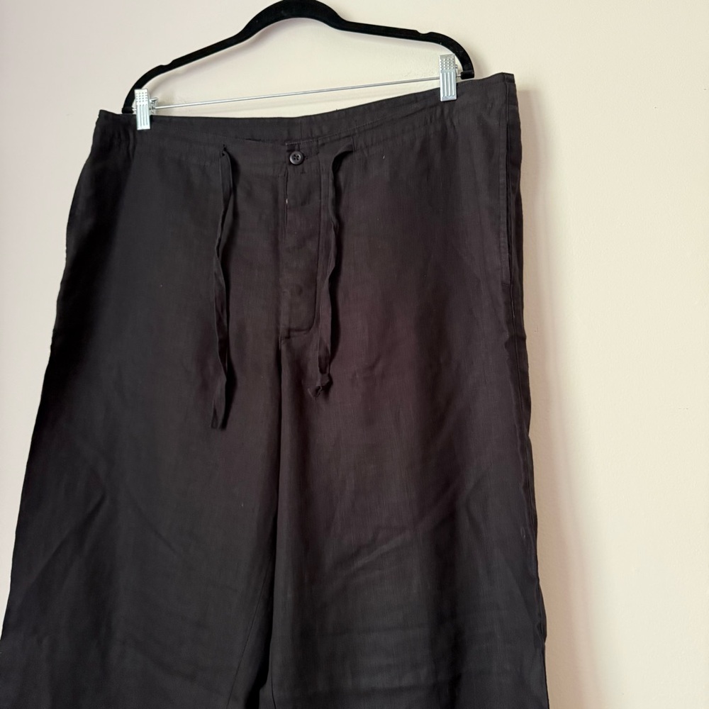 Vintage Express 100% Linen Wide Leg Drawstring Pants, sz XL